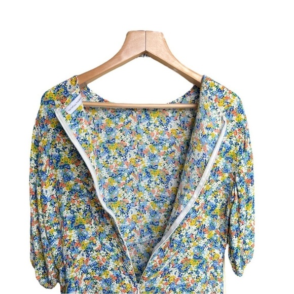 Faithfull The Brand Revolve Jeanette Floral Spring Summer Mini Dress, Sz Large - Picture 6 of 12